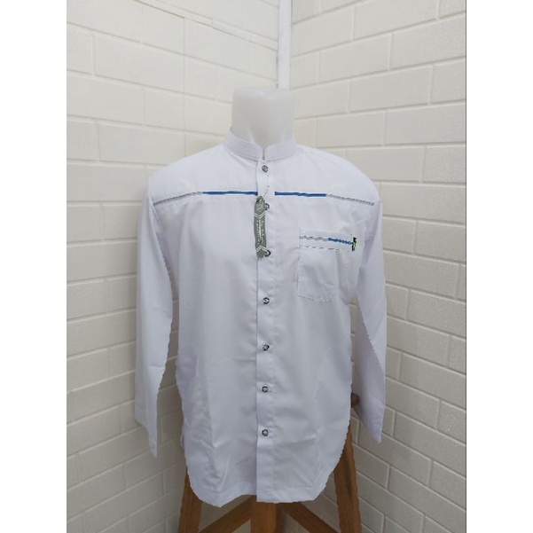 Baju Koko Busana Muslim Pria Al-Wafa/AWF Platinum 0412 Putih Lengan Panjang Cuff