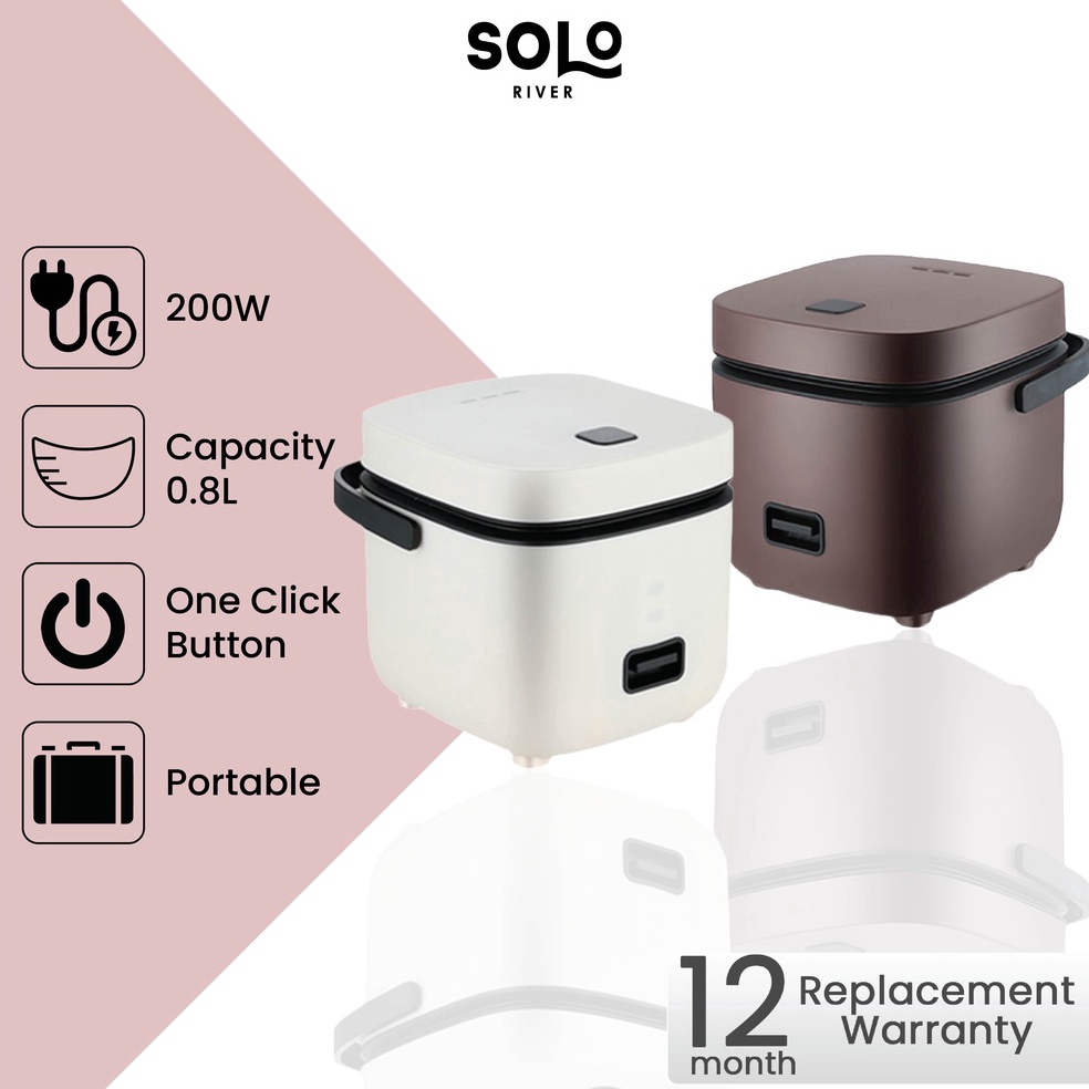 HOT SALE|| SOLO RIVER Smart Rice Cooker Mini 0.8 L Penanak Nasi Minimalis Praktis 200 Watt