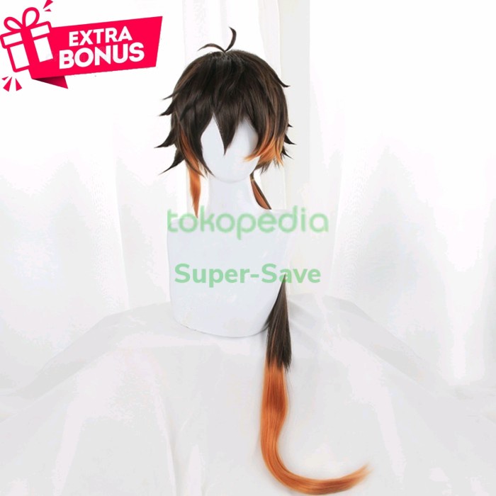 Terlaris Wig Wig Zhongli Genshin Rambut Palsu Cosplay