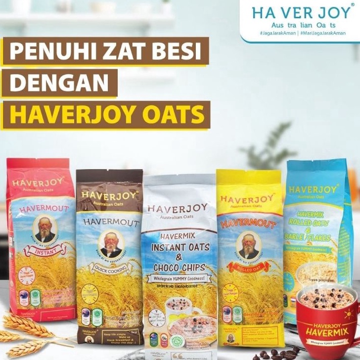 

[KODE PRODUK 87WLF9742] Haverjoy 1 kg 1Kg Australian Oatmeal Oats Sarapan Instant Oat / Rolled Oat / Quick Cooking Oat / Havermix Barley / Havermix Chocochip