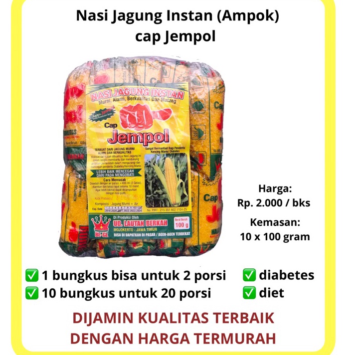 

RFCQ6146㊬ BERAS JAGUNG INSTANT MPOK 1 KG ㊝