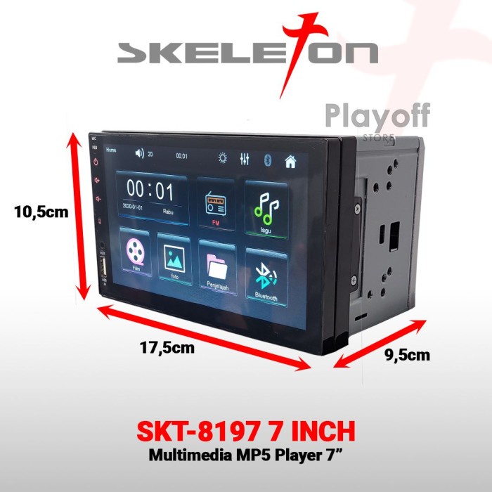 Tape Mobil Double Din MP5 SKELETON Head Unit Body Panjang