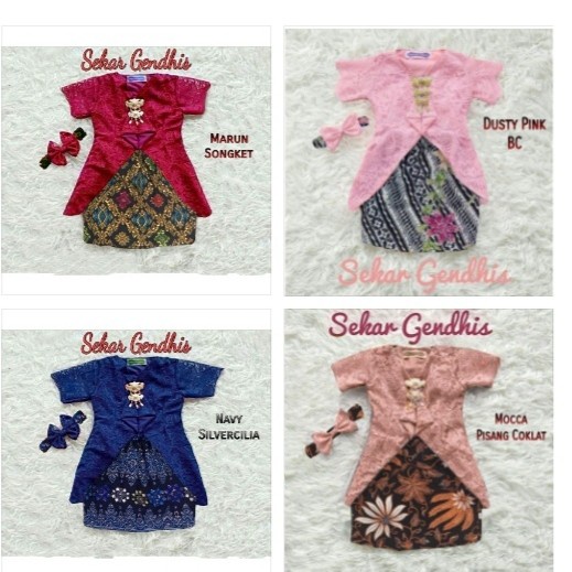 Terlaris Set Kebaya Anak Perempuan 0-5Th/Baju Kartini/Gaun Pesta Baby/Kondangan