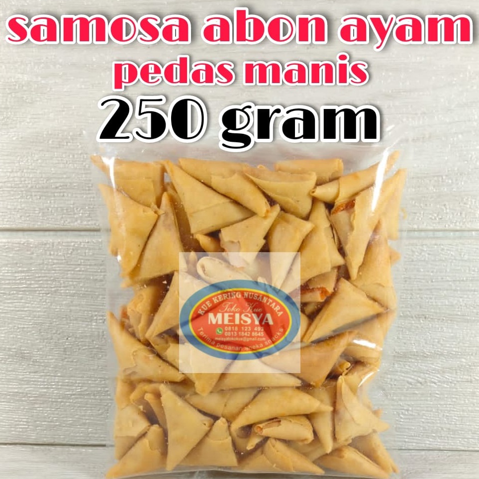 

Premium.. Kue Samosa Abon Ayam Pedas Manis Sarikaya Murah Grosir 250 Gr 95