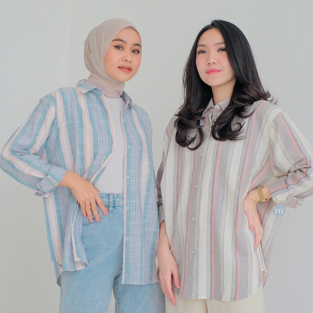SALE|| DAMI Linen Shirt | Kemeja Linen Corak MARU