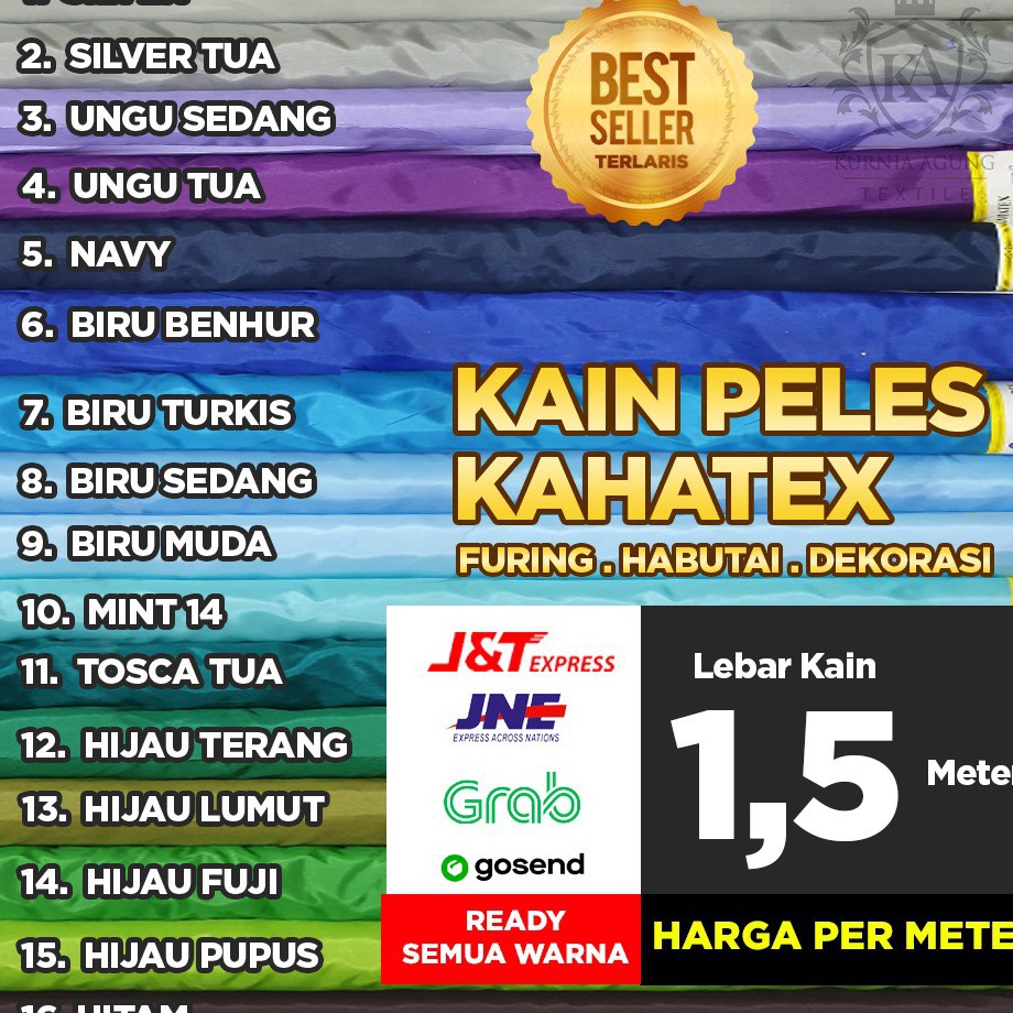 Star 6.6 Kain Peles Kahatex Meteran ( 100cm ) / Kain Polos Hitam Meteran Murah  / Kain Abutai Habute