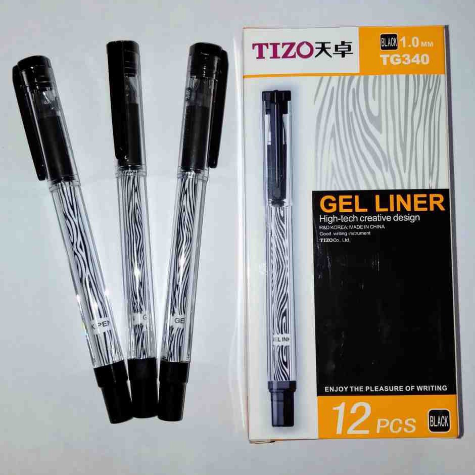 

Ready Stock.. Pulpen /Pen Gel Tizo 340 Hitam Isi 12 Pcs BTT