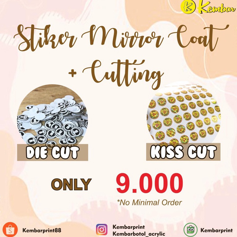 

✨ 7.7 CUTTING Stiker Label Chromo / HVS A3+ (Print)sudah TERMASUK CUTTING BULAT NO MIN ORDER