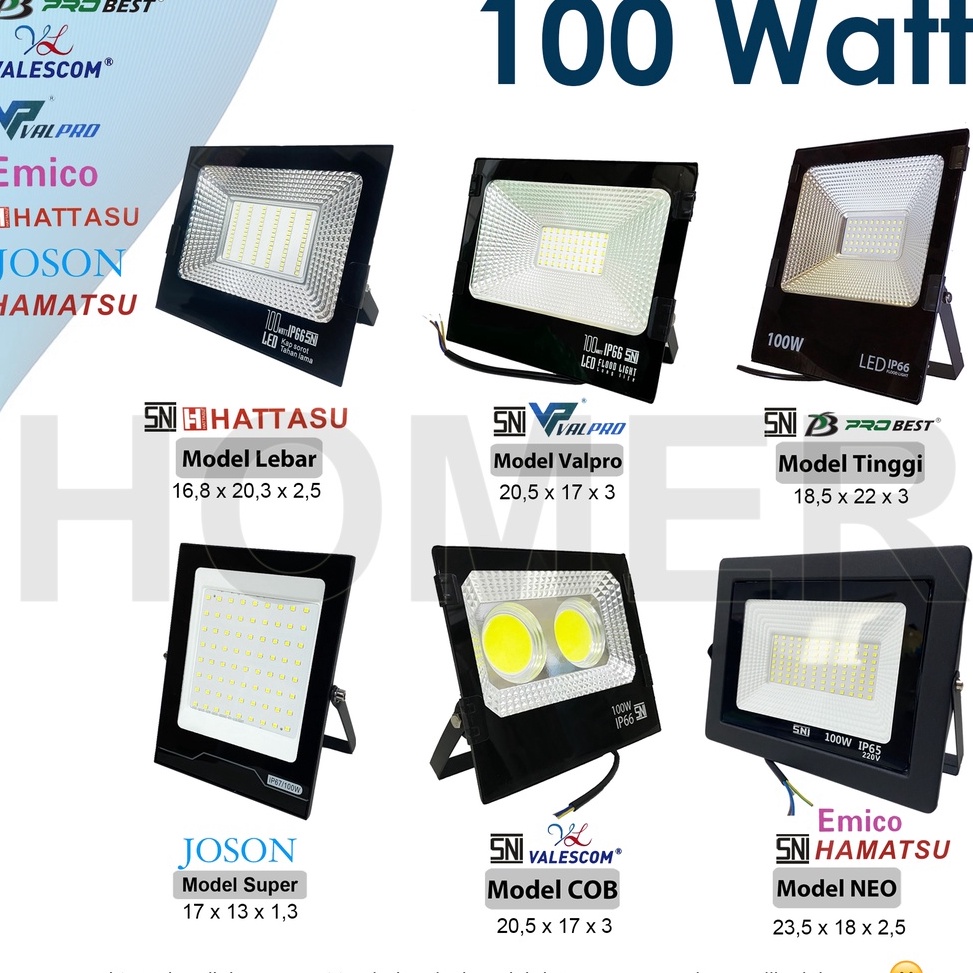 Best lampu led sorot / tembak / floodlight / outdoor / lapangan COB SMD super terang jarak jauh 100w