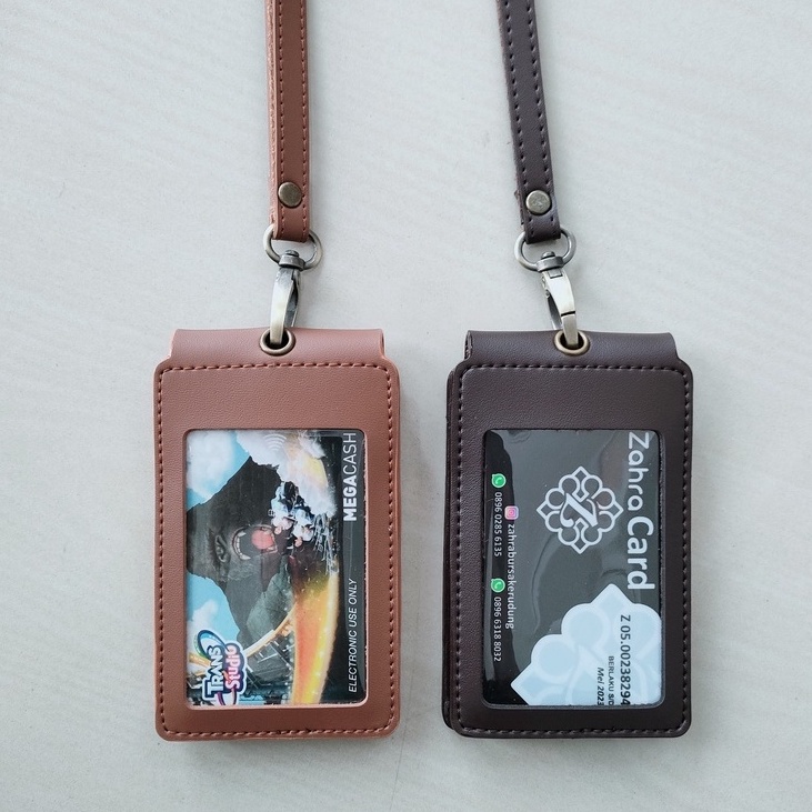 

Bestseller.. Id Card name tag kulit Holder Double Flip Magnet Terbaru FAL