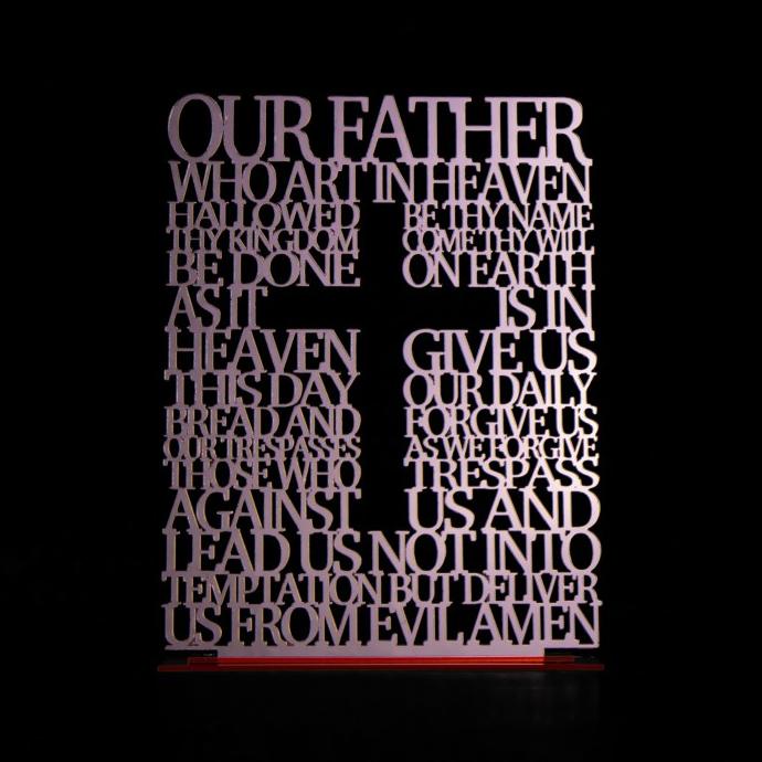 Doa Bapa Kami dalam Bahasa Inggris Salib Akrilik Mirror Square  ---NEW----