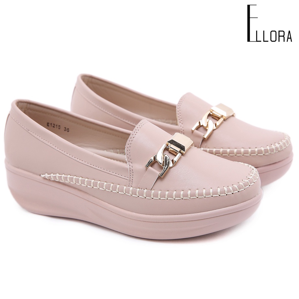 Recomended ELLORA E1215 Sepatu Wedges Wanita Import Kulit