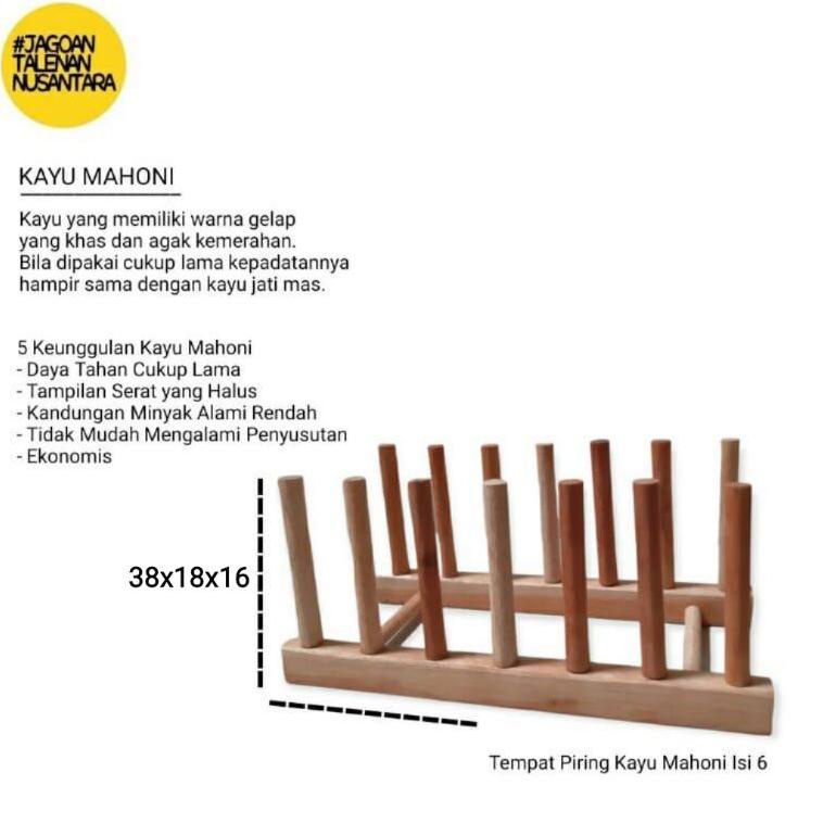 Rak Piring Kayu / Tempat Piring Kayu - Peralatan Dapur Kayu