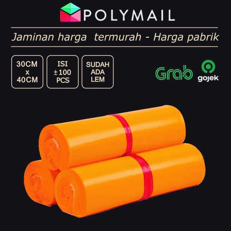 

72 POLYMAILER ±100PCS 30x40CM ORANGE GLOSSY PLASTIK PACKING Murah