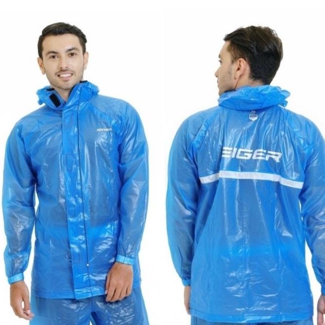 Jas Hujan Eiger Squadron Raincoat Motor Mantel Original Rain Suit Blue