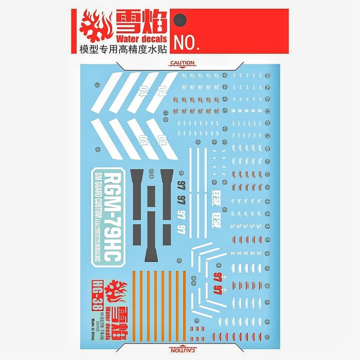 DISKON SPESIAL HG GM SNIPER CUSTOM MISSILE LAUNCHER WATER DECAL FLAMING SNOW TERBARU