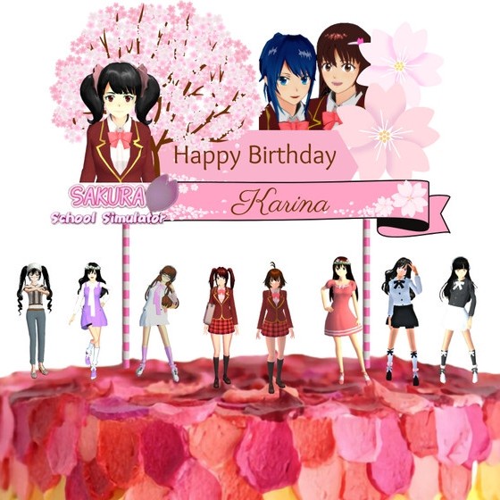 Terlaris Topper Cake Sakura School Simulator , Hiasan Kue Happy Birthday