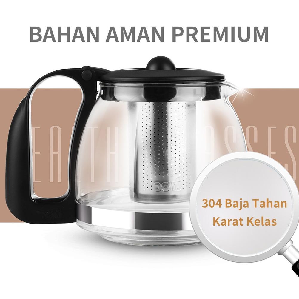 Trending Miniso Teko Teapot Set Teh Sederhana 5Pcs/Set Teh Ketel Kaca Teapot Dengan 4Pcs Gelas Prakt