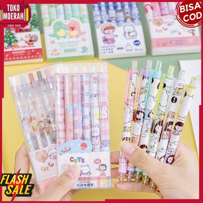 

1 Set Pen Cetek Karakter Kartun 6 Pcs Imut Unik Murah Pulpen Lucu Cod