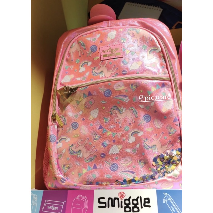 Smiggle Bag Backpack Tas Anak SD Unicorn Blink Black Pink Original new