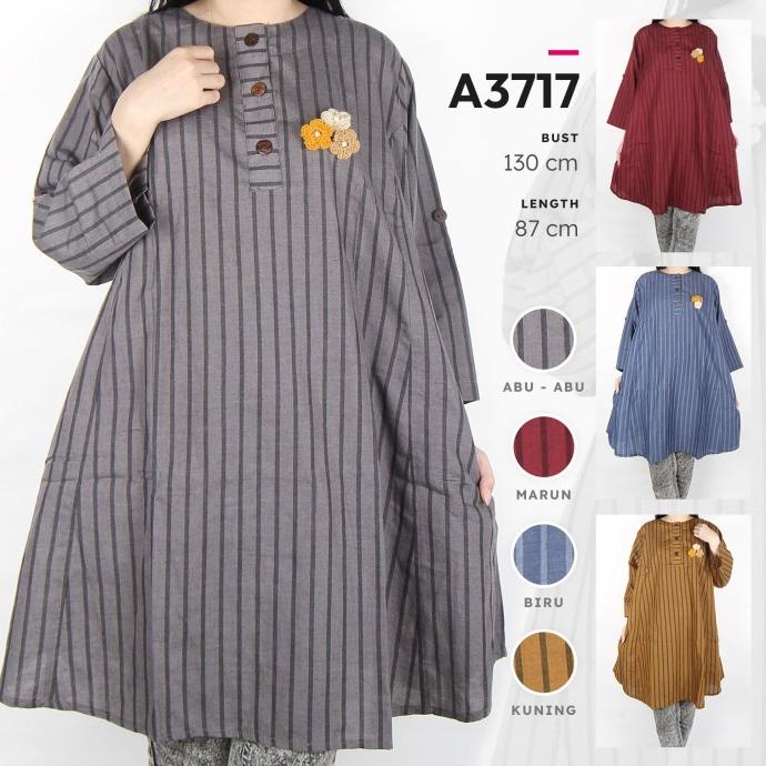 Maliju Tunik Jumbo LD 130 CM Bigsize Salur Garis Katun 5L - A3717