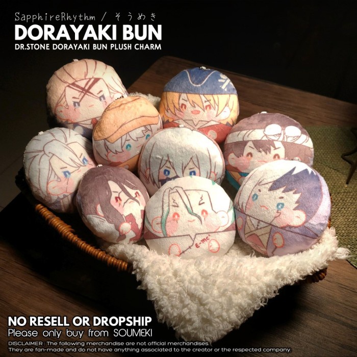 FLASH SALE CHARM BUN PLUSH SOUMEKI DR.STONE DORAYAKI TERLARIS