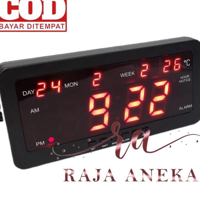 Jam Digital Meja Dan Dinding Colok Listrik Led Murah Terang Bisa Alarm Greenary.Store