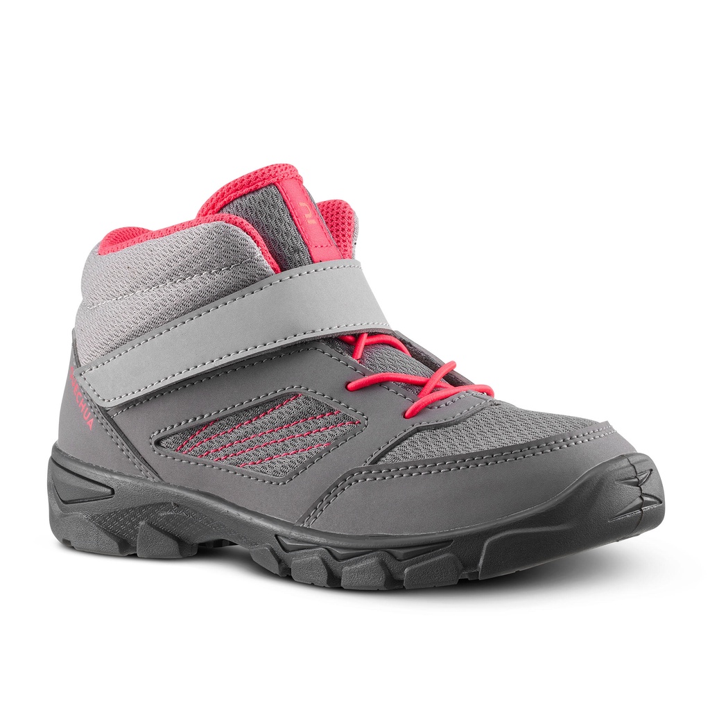 DECATHLON QUECHUA Sepatu Hiking Velcro Anak MH100 Mid - Abu-abu - 8642640