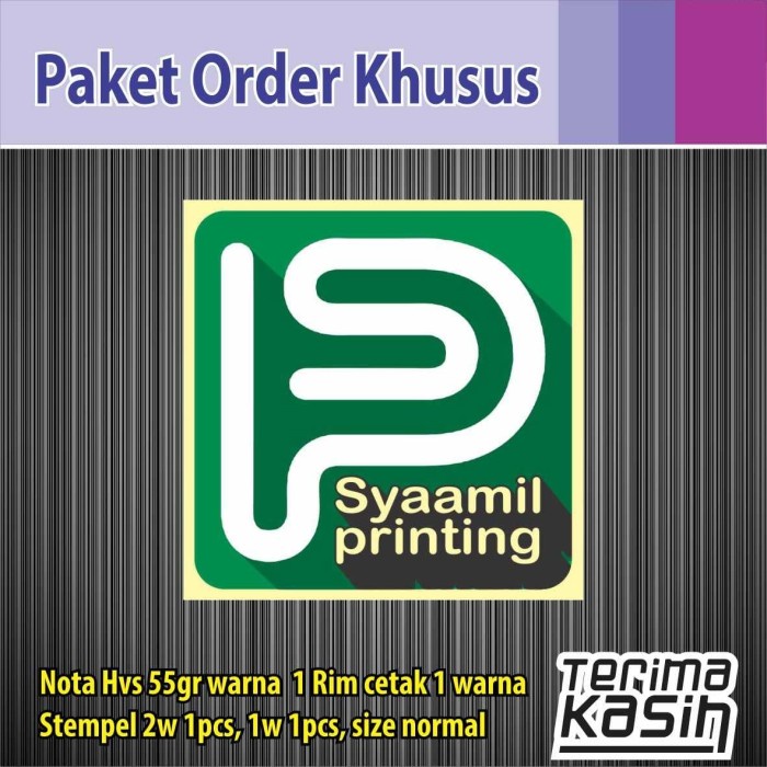 

Paket Order Nota Hvs Warna 55Gr 1W, Stempel 2Pcs 1W Dan 2W