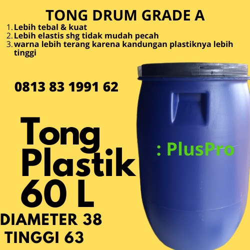 Terlaris Drum Air / 60 L Liter Baru / Tong Sampah / Tong Biru Tebal