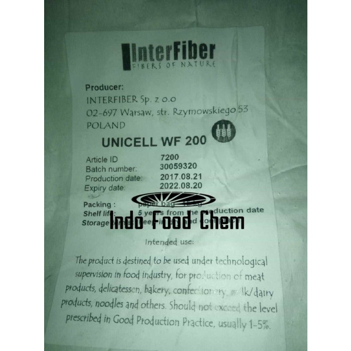 

Best Seller Wheat Fiber Unicell Wf 200 Food Grade Ex Polandia