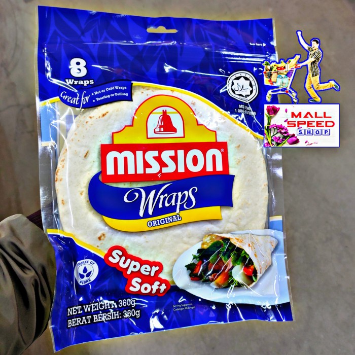 

Terlaris Mission Wraps Original 360 Gram (8 Wrap) Roti Pita Super Soft