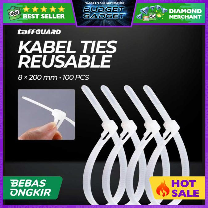 

Taffguard Kabel Ties 100 Pcs Cable Organizer Reusable 8 X 200 Mm