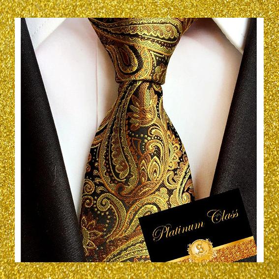 dasi pria import gold emas batik platinum class