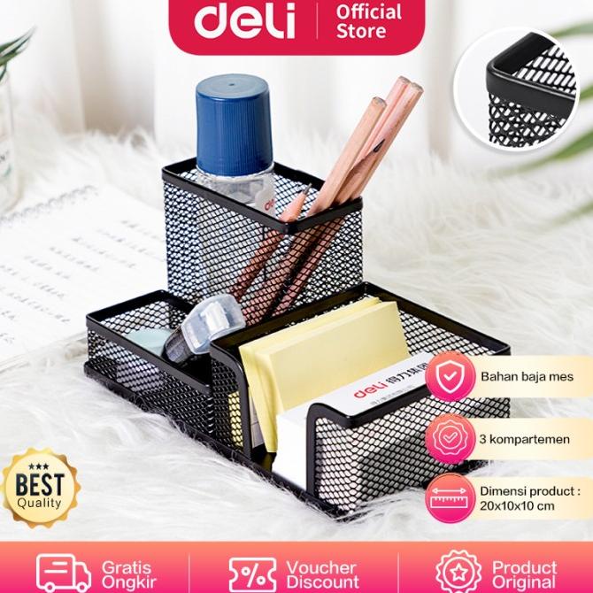 

Deli E9175 Tempat Alat Tulis-Mesh Desk Organizer 3 Comp