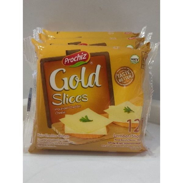 

Prochiz Gold Slices Keju Cheddar Olahan Isi 12 Lembar 156g