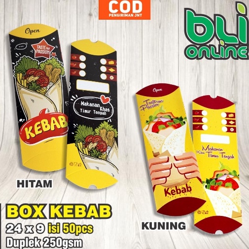 

42 Kotak Kebab 24x9 / Dus Kebab / Box Kebab / Kemasan Kebab / isi 50pcs 5240