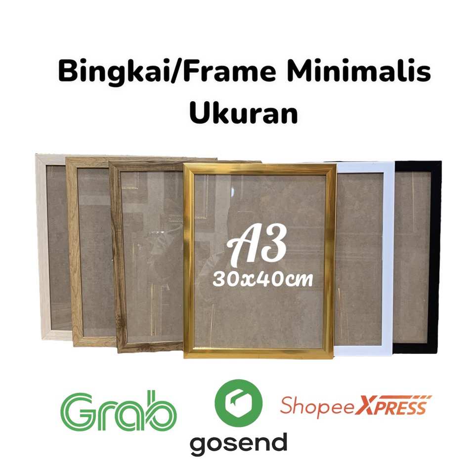 berkualitas BINGKAI FOTO A3 30x40/ PIGURA A3/ FRAME FOTO A3 MINIMALIS PUTIH HITAM/ HIASAN DINDING BI