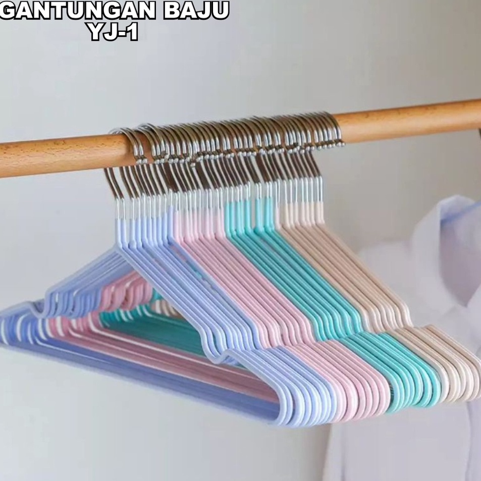 Stok Banyak TcV Hanger Stenlis isi 10pcs Hanger Anti Karat Gantungan Baju Anti Karat ❁ ✼