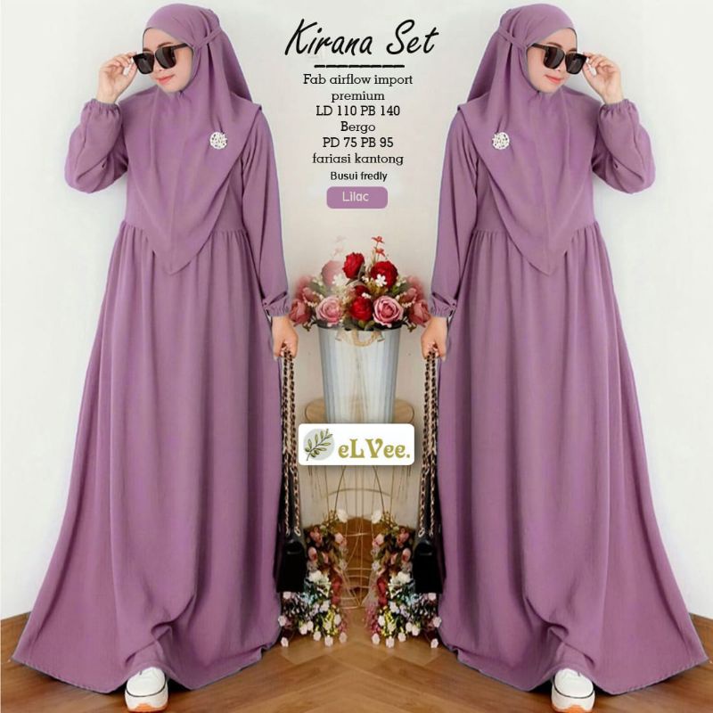 KIRANA SET SYAR'I/ GAMIS MAXY BAHAN CRINKLE IMPORT