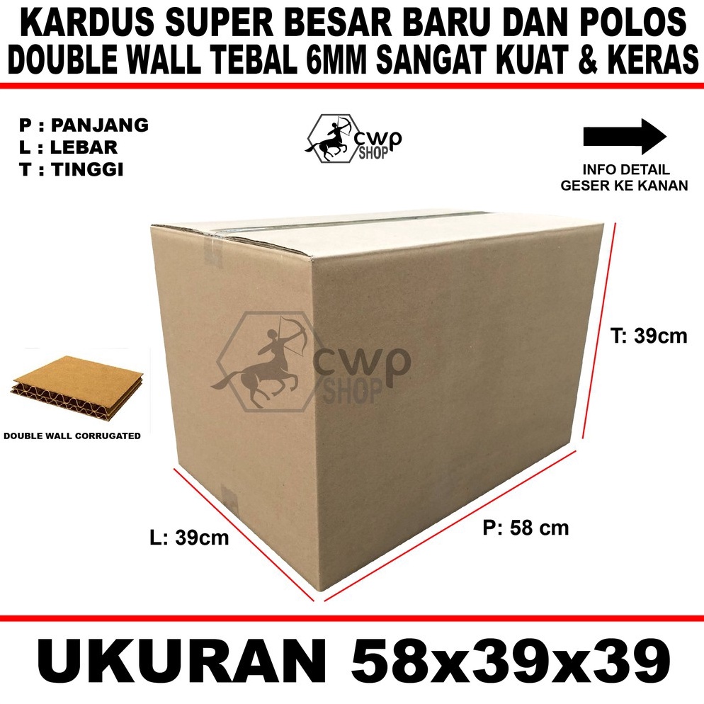 

Ready.. Kardus Box Besar Polos Uk 58x39x39cm DOUBLE WALL 35