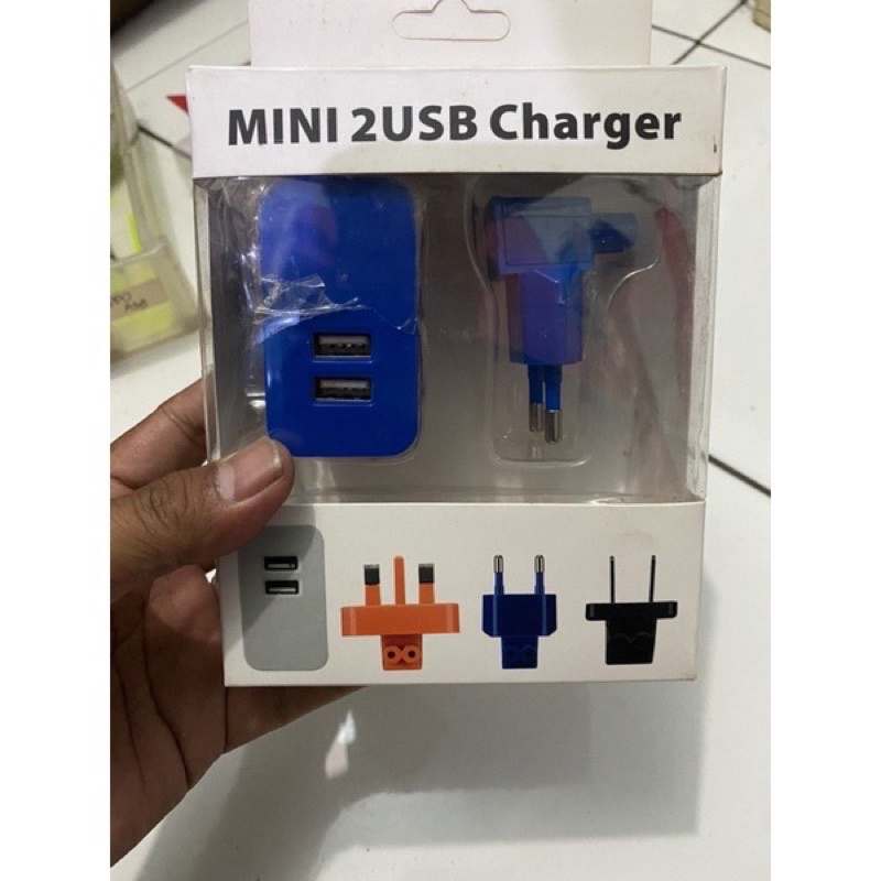 BATOK KEPALA CHARGER 2 USB  PACKING MEWAH REAL 2A