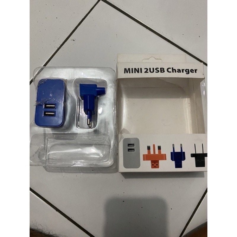 BATOK KEPALA CHARGER 2 USB  PACKING MEWAH REAL 2A