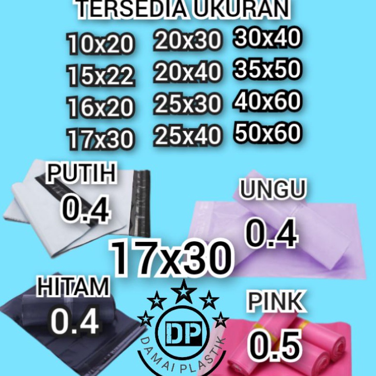 

1.1 sale Kantong Plastik Packing PE 17x30CM Olshop Polymailer Hitam Putih Pink 17x30 Amplop ungu