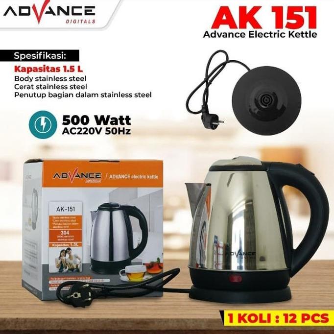 Terbaru Advance Electric Kettle 1.5 Liter Teko Listrik Ak-151 Erp