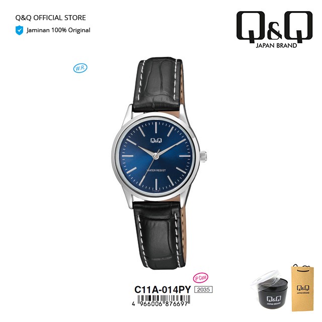 HOT SALE Q&Q QNQ QQ JAM TANGAN ARLOJI WANITA ANALOG KULIT - C11 C11A TAHAN AIR TERBARU