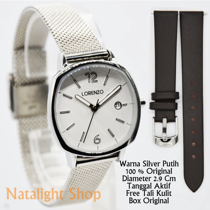 MUST HAVE JAM TANGAN WANITA LORENZO L1030 ORIGINAL SIMPLE MEWAH SILVER TERBARU