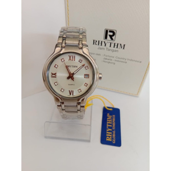 FLASH SALE JAM TANGAN RHYTHM G1113S01 WANITA SILVER WHITE SAPPHIRE ORIGINAL TERMURAH