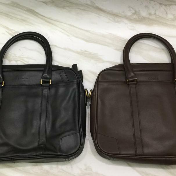 Tas Laptop Coach Leather Slim Briefcase