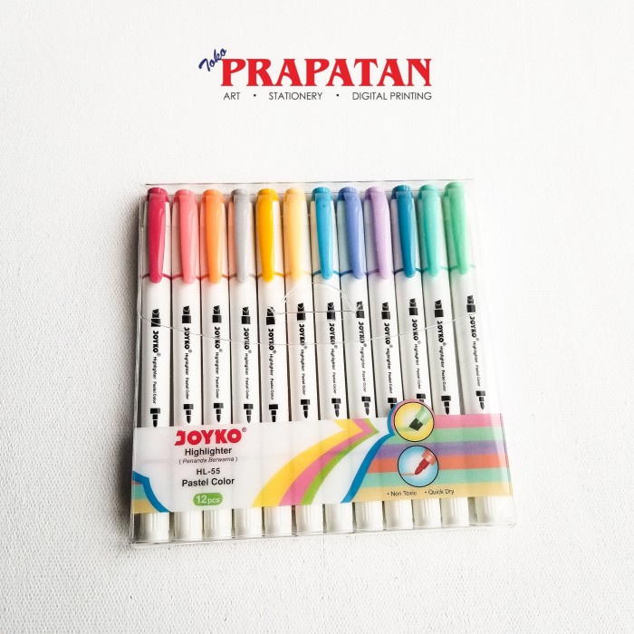 

Bestseller Spidol Highlighter Marker Pastel Color Joyko 12 Warna Hl-55